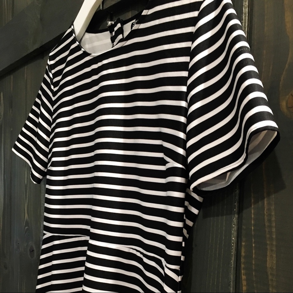 Black and white striped dress